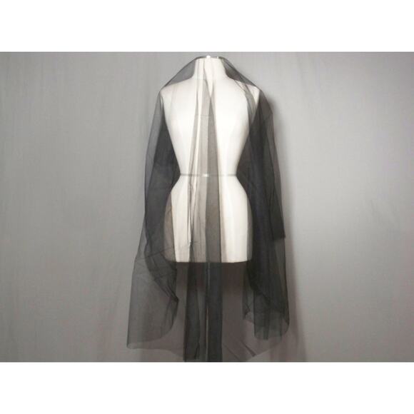 Black no comb veil, Cathedral Cut Edge Bridal Costume Goth Gothic No Comb veil - Picture 6 of 7